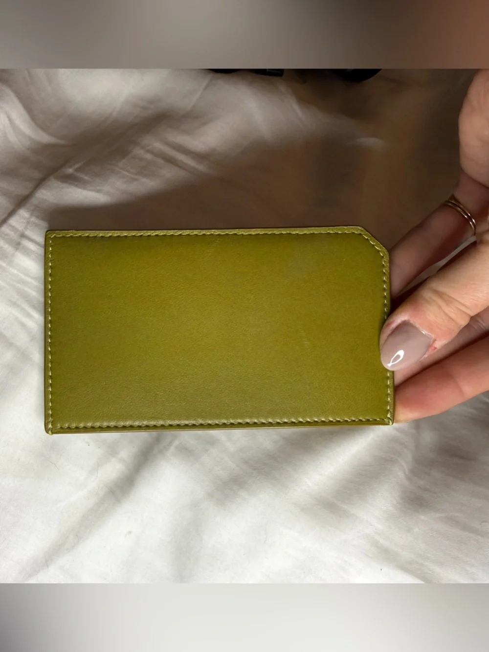 RARE Olive Green YSL Saint Laurent Lambskin Leather Card Case